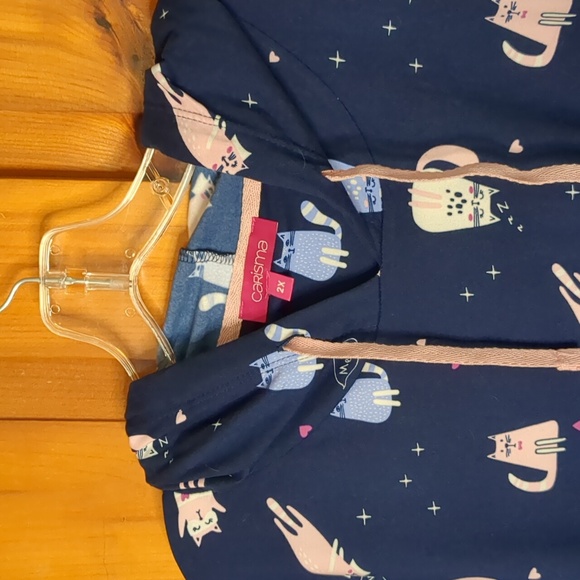 CARISMA* drawstring hooded long sleeve front pouch poly spandex nightgown sz 2X - Picture 8 of 11